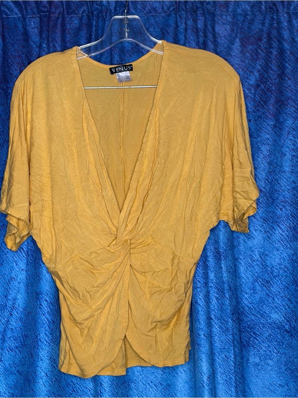 VENUS Mustard Yellow Twist-Front V-Neck Top